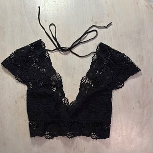 Black Lace Crop Top